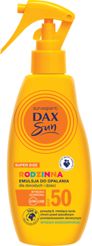 DAX SUN,emulsja do opalania rodzinna, dla dorosłych i dzieci, wysoko wodoodporna, SPF 50,przód