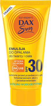 DAX SUN,emulsja do opalania wysoko wodoodporna, SPF 30,przód