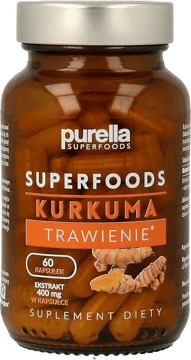 PURELLA SUPERFOODS,suplement diety Kurkuma, Trawienie,przód