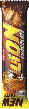 NESTLÉ LION,wafel nadziewany z karmelem, płatkami pszennymi, oblany czekoladą,przód