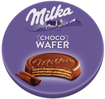 MILKA,wafelek z kremem kakaowym w czekoladzie,przód