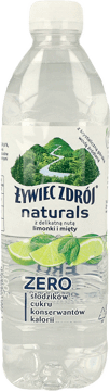 ŻYWIEC ZDRÓJ,napój niegazowany o smaku limonki i mięty,przód