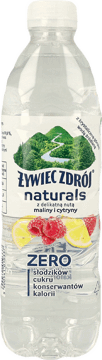 ŻYWIEC ZDRÓJ,napój niegazowany o smaku maliny i cytryny,przód