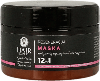 HAIR EXPERT,maska do włosów 12w1, Keratyna + Olej Arganowy + Masło Shea + D-Pantenol,przód