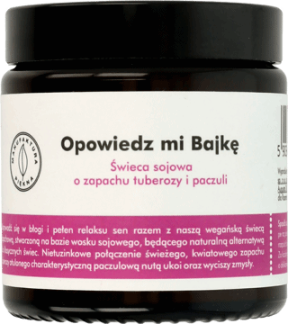 MANUFAKTURA PIĘKNA,Świeca sojowa o zapachu tuberozy i paczuli,przód
