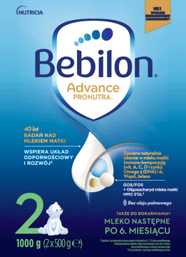 BEBILON,mleko następne dla niemowląt powyżej 6 miesiąca życia,przód