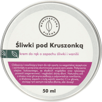 MANUFAKTURA PIĘKNA,krem do rąk o zapachu śliwki i wanilii,przód
