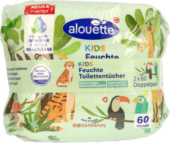 ALOUETTE,papier toaletowy dla dzieci, nawilżany, o zapachu morskiej bryzy,przód