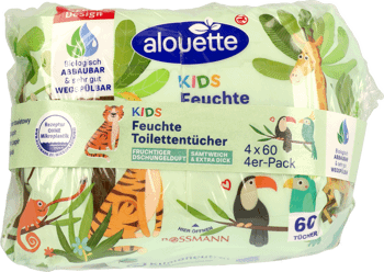ALOUETTE,papier toaletowy dla dzieci, nawilżany, o zapachu morskiej bryzy,przód