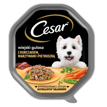 CESAR,karma pełnoporcjowa, mokra dla dorosłych psów, warzywa, pietruszka,przód