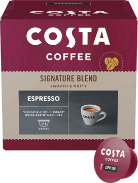 COSTA COFFEE,kawa palona, mielona w kapsułkach do przygotowania espresso,przód