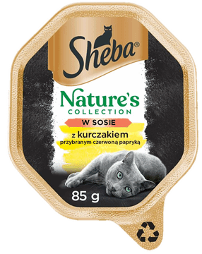 SHEBA,karma pełnoporcjowa mokra dla dorosłych kotów z kurczakiem,przód
