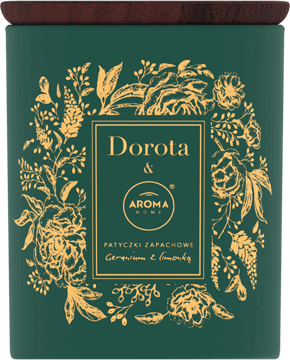 AROMA HOME & DOROTA,świeca zapachowa geranium z limonką,przód