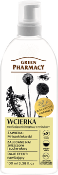 GREEN PHARMACY,wcierka nawilżająca skórę głowy, z mniszkiem,przód