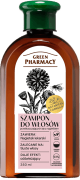 GREEN PHARMACY,szampon do włosów przetłuszczających się, z nagietkiem,przód