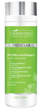 BIELENDA PROFESSIONAL,tonik do twarzy z kwasami, mikro-eksfoliujący 5%,kompozycja-1