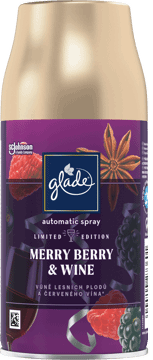 GLADE,automatyczny odświeżacz powietrza Merry Berry & Wine, zapas,przód
