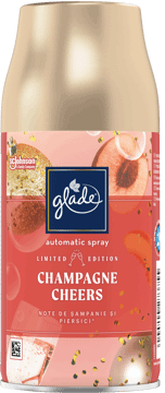 GLADE,automatyczny odświeżacz powietrza Champagne Cheers, zapas,przód