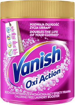 VANISH,odplamiacz w proszku pink do tkanin kolorowych i białych,przód