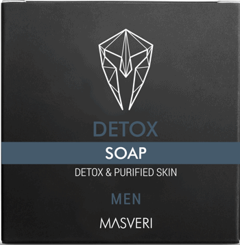 MASVERI,mydło oczyszczające w kostce dla mężczyzn, Detox,przód