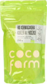 COCO FARM,Bio Ashwaganda korzeń w proszku,przód