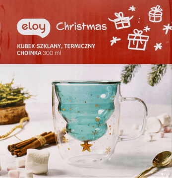 ELOY CHRISTMAS,kubek szklany termiczny, poj. 300 ml,przód