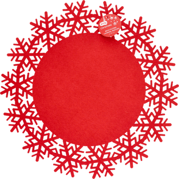 ELOY CHRISTMAS,mata filcowa czerwona Śnieżynki 38 cm,przód