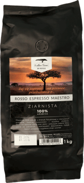 COFFE TIME BY ROSSO,kawa ziarnista, 100% arabica Espresso Maestro,przód
