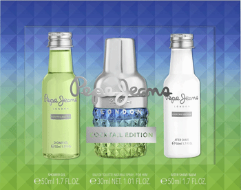 PEPE JEANS,zestaw dla mężczyzn, woda toaletowa 30 ml + żel pod prysznic 50 ml + balsam po goleniu 50 ml,przód