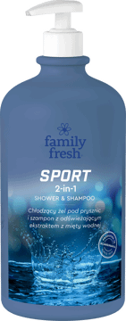 FAMILY FRESH,żel pod prysznic i szampon Sport, 2w1 ,przód