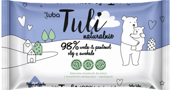 LUBA,naturalnie, chusteczki 98% woda&pantenol olej z awokado,przód