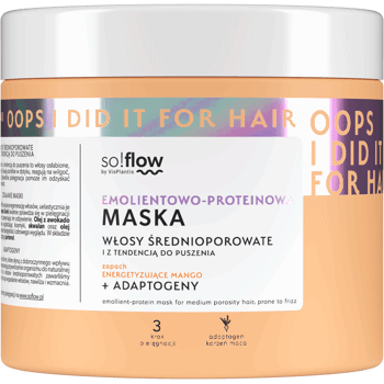 SO!FLOW,emolientowo-proteinowa maska włosy średnioporowate i z tendencja do puszenia,przód