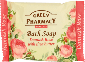 GREEN PHARMACY,mydło w kostce róża damasceńska i masło shea,przód