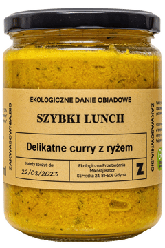 ZAKWASOWNIA,szybki lunch delikatne curry z ryżem,przód