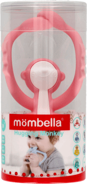 MOMBELLA,gryzak zabawka, 3m+, Małpka, Pink,przód