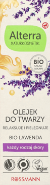 ALTERRA,olejek do twarzy relaksuje, pielęgnuje, Bio lawenda,przód