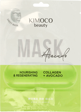 KIMOCO BEAUTY,maska do twarzy, odżywczo-regenerujaca w płachcie, Avocado,przód