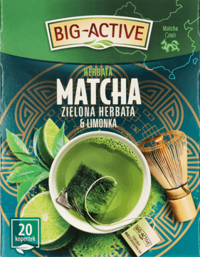 BIG-ACTIVE,herbata zielona Matcha&Limonka, 20 torebek,przód