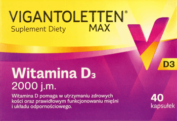 VIGANTOLETTEN,suplement diety, witamina D3 2000 j.m,przód