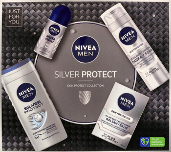NIVEA MEN,roll on 50 ml + pianka do golenia 200 ml + żel pod prysznic + balsam po goleniu,przód