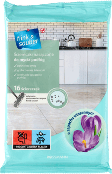 FLINK&SAUBER,ściereczki nasączone do mycia podłóg o zapachu wiosennym,przód