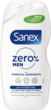 SANEX MEN,delikatny żel pod prysznic 2w1, Vegan,przód