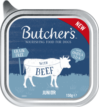 BUTCHER'S,pełnoporcjowa karma dla szczeniąt pasztet z wołowiną,przód