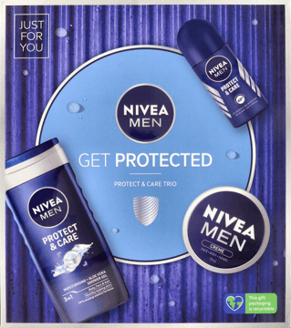 NIVEA MEN,antyperspirant roll-on + żel pod prysznic 250 ml + krem 75 ml,przód
