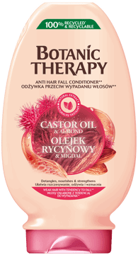 GARNIER BOTANIC THERAPY,odżywka do włosów osłabionych i łamliwych, olejek rycynowy i migdał,przód
