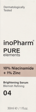 INOPHARM,nawilżające serum do twarzy z 10% niacynamidem i 1% cynkiem,przód