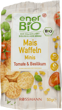 ENERBIO,mini wafelki kukurydziane Pomidor & Bazylia,przód