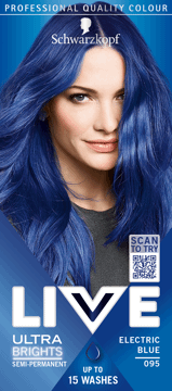 SCHWARZKOPF LIVE,farba do włosów półtrwała do 15 myć nr 095 Electric Blue,przód