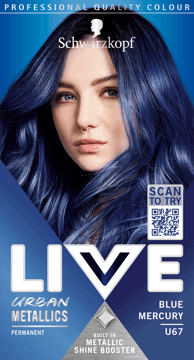 SCHWARZKOPF LIVE,farba do włosów trwała U67 Blue Mercury,przód