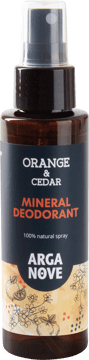 ARGANOVE,dezodorant w spray'u mineralny, ałunowy, naturalny, Cedr, Pomarańcza,przód